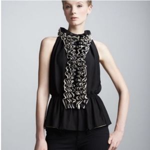 Neiman Marcus Robert Rodriguez Ruffled Sleeveless Blouse Size M